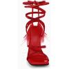 imageCoutgo Womens Strappy Heels Feather Rhinestone Sandals Lace up Sexy Stiletto Prom Dress ShoesRed