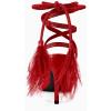 imageCoutgo Womens Strappy Heels Feather Rhinestone Sandals Lace up Sexy Stiletto Prom Dress ShoesRed