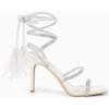 imageCoutgo Womens Strappy Heels Feather Rhinestone Sandals Lace up Sexy Stiletto Prom Dress ShoesWhite
