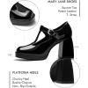 imageCoutgo Womens TStrap Platform Mary Janes Square Toe High Chunky Heels Dress Party Pumps ShoesBlack