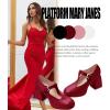 imageCoutgo Womens TStrap Platform Mary Janes Square Toe High Chunky Heels Dress Party Pumps ShoesBurgundy