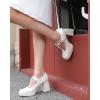 imageCoutgo Womens TStrap Platform Mary Janes Square Toe High Chunky Heels Dress Party Pumps ShoesCool White