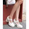 imageCoutgo Womens TStrap Platform Mary Janes Square Toe High Chunky Heels Dress Party Pumps ShoesCool White