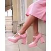 imageCoutgo Womens TStrap Platform Mary Janes Square Toe High Chunky Heels Dress Party Pumps ShoesPink