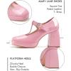 imageCoutgo Womens TStrap Platform Mary Janes Square Toe High Chunky Heels Dress Party Pumps ShoesPink
