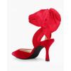 imageWomens Lace up Satin Heels Bow Pointed Closed Toe Bridal Dress Shoes Low Heel Wedding Elegant PumpsRedsatin