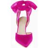 imageWomens Lace up Satin Heels Bow Pointed Closed Toe Bridal Dress Shoes Low Heel Wedding Elegant PumpsRose Redsatin