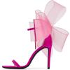 imageCoutgo Womens Bow Heels Open Toe Stiletto Heels One Strap Bridal Wedding Asymmetric NonRemovable Bow Knot Heeled SandalsHot Pink
