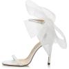 imageCoutgo Womens Bow Heels Open Toe Stiletto Heels One Strap Bridal Wedding Asymmetric NonRemovable Bow Knot Heeled SandalsWhite