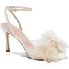imageCoutgo Womens Bow Tie Heels Sandals Slingback Peep Toe Wedding Heels Mesh High Stiletto Heel Summer Cute Wedding Bridal ShoesBeige