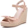 imageCoutgo Womens Espadrilles Wedges Bow Platform Sandals Open Toe Ankle Strap Summer Dress Heels Cute ShoesKhaki