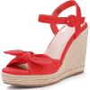 imageCoutgo Womens Espadrilles Wedges Bow Platform Sandals Open Toe Ankle Strap Summer Dress Heels Cute ShoesRed