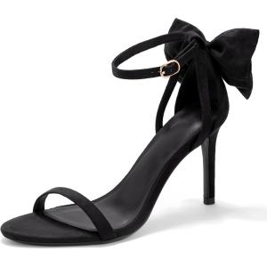 imageCoutgo Womens Ankle Strap High Heels Open Toe Stiletto Bow Tie Knot Heeled Sandals Fashion Wedding Dress Pump ShoesBlack