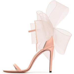 imageCoutgo Womens Bow Heels Open Toe Stiletto Heels One Strap Bridal Wedding Asymmetric NonRemovable Bow Knot Heeled SandalsKhaki