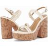 imageCoutgo Womens Cork Wedge Sandals Heels Open Toe High Heel Platform Slingback Ankle Strap Buckle Summer Dressy ShoesBeige