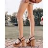 imageCoutgo Womens Cork Wedge Sandals Heels Open Toe High Heel Platform Slingback Ankle Strap Buckle Summer Dressy ShoesBlack