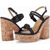 imageCoutgo Womens Cork Wedge Sandals Heels Open Toe High Heel Platform Slingback Ankle Strap Buckle Summer Dressy ShoesBlack