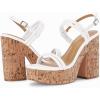 imageCoutgo Womens Cork Wedge Sandals Heels Open Toe High Heel Platform Slingback Ankle Strap Buckle Summer Dressy ShoesWhite