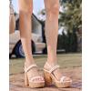 imageCoutgo Womens Cork Wedge Sandals Heels Open Toe High Heel Platform Slingback Ankle Strap Buckle Summer Dressy ShoesWhite