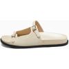 imageCoutgo Womens Flat Sandals Comfortable Wide Width Slides Double Strap Adjustable Buckle Slip on ShoesBeige Grey
