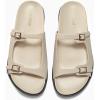 imageCoutgo Womens Flat Sandals Comfortable Wide Width Slides Double Strap Adjustable Buckle Slip on ShoesBeige Grey