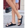 imageCoutgo Womens Flat Sandals Comfortable Wide Width Slides Double Strap Adjustable Buckle Slip on ShoesBlack