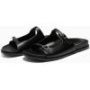 imageCoutgo Womens Flat Sandals Comfortable Wide Width Slides Double Strap Adjustable Buckle Slip on ShoesBlack