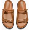 imageCoutgo Womens Flat Sandals Comfortable Wide Width Slides Double Strap Adjustable Buckle Slip on ShoesBrown