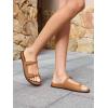imageCoutgo Womens Flat Sandals Comfortable Wide Width Slides Double Strap Adjustable Buckle Slip on ShoesBrown