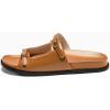 imageCoutgo Womens Flat Sandals Comfortable Wide Width Slides Double Strap Adjustable Buckle Slip on ShoesBrown