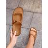 imageCoutgo Womens Flat Sandals Comfortable Wide Width Slides Double Strap Adjustable Buckle Slip on ShoesBrown