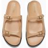 imageCoutgo Womens Flat Sandals Comfortable Wide Width Slides Double Strap Adjustable Buckle Slip on ShoesCamel