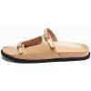 imageCoutgo Womens Flat Sandals Comfortable Wide Width Slides Double Strap Adjustable Buckle Slip on ShoesCamel