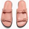imageCoutgo Womens Flat Sandals Comfortable Wide Width Slides Double Strap Adjustable Buckle Slip on ShoesPink