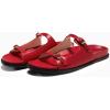 imageCoutgo Womens Flat Sandals Comfortable Wide Width Slides Double Strap Adjustable Buckle Slip on ShoesRed