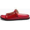 imageCoutgo Womens Flat Sandals Comfortable Wide Width Slides Double Strap Adjustable Buckle Slip on ShoesRed