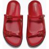 imageCoutgo Womens Flat Sandals Comfortable Wide Width Slides Double Strap Adjustable Buckle Slip on ShoesRed