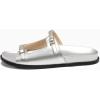 imageCoutgo Womens Flat Sandals Comfortable Wide Width Slides Double Strap Adjustable Buckle Slip on ShoesSilver
