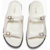 imageCoutgo Womens Flat Sandals Comfortable Wide Width Slides Double Strap Adjustable Buckle Slip on ShoesWhite