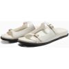 imageCoutgo Womens Flat Sandals Comfortable Wide Width Slides Double Strap Adjustable Buckle Slip on ShoesWhite