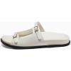 imageCoutgo Womens Flat Sandals Comfortable Wide Width Slides Double Strap Adjustable Buckle Slip on ShoesWhite