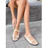 imageCoutgo Womens Flat Sandals Comfortable Wide Width Slides Double Strap Adjustable Buckle Slip on ShoesWhite
