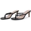 imageCoutgo Womens Kitten Heel Flip Flops Slip On Thong Slide Sandals Comfortable Summer Beach ShoesBlack