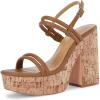 imageCoutgo Womens Cork Wedge Sandals Heels Open Toe High Heel Platform Slingback Ankle Strap Buckle Summer Dressy ShoesBrown