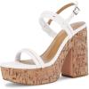 imageCoutgo Womens Cork Wedge Sandals Heels Open Toe High Heel Platform Slingback Ankle Strap Buckle Summer Dressy ShoesWhite