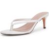 imageCoutgo Womens Kitten Heel Flip Flops Slip On Thong Slide Sandals Comfortable Summer Beach ShoesWhite