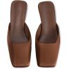 imageCoutgo Womens Mules Low Kitten Heels Closed Square Toe Slip On Backless Dress ShoesCoffee