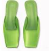 imageCoutgo Womens Mules Low Kitten Heels Closed Square Toe Slip On Backless Dress ShoesGreen