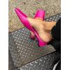 imageCoutgo Womens Mules Low Kitten Heels Closed Square Toe Slip On Backless Dress ShoesRose Red