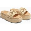 imageCoutgo Womens Platform Sandals Raffia Espadrilles Metal Chain Slip on Open Toe Cute Beach Slide SandalsBeige